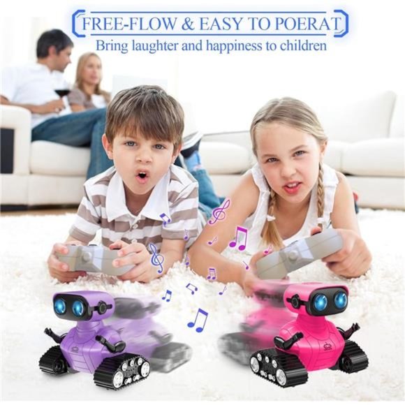 Rechargeable Remote Control Robot Toys with Music &LED Eyes, Fluorescent Purple - Picture 5 of 6